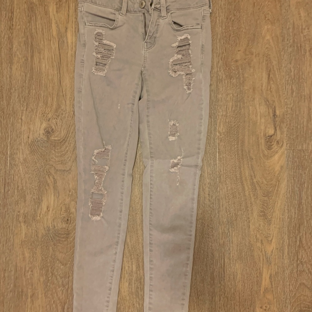Grey ripped tight jeans - Picture 3 of 3